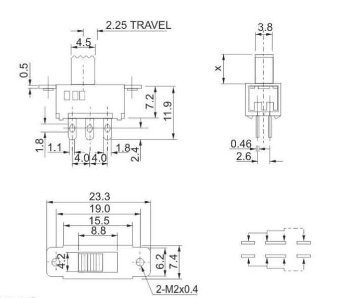 SS-22D25(2P3T)撥動開關(guān)